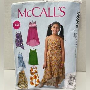 McCalls Sewing Kids Dress Pattern #M6948 Sizes 3-14